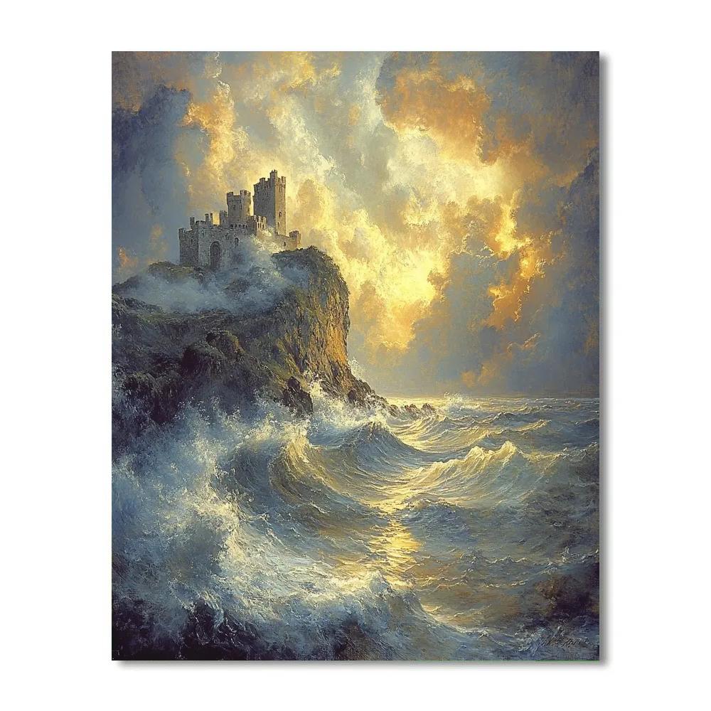 JMW Turner Inspired Storm Over Ancient Castle paint by number