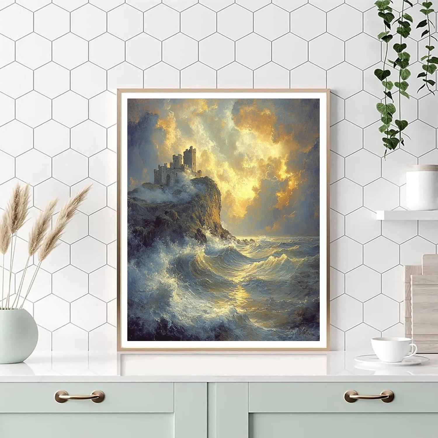 JMW Turner Inspired Storm Over Ancient Castle paint by number