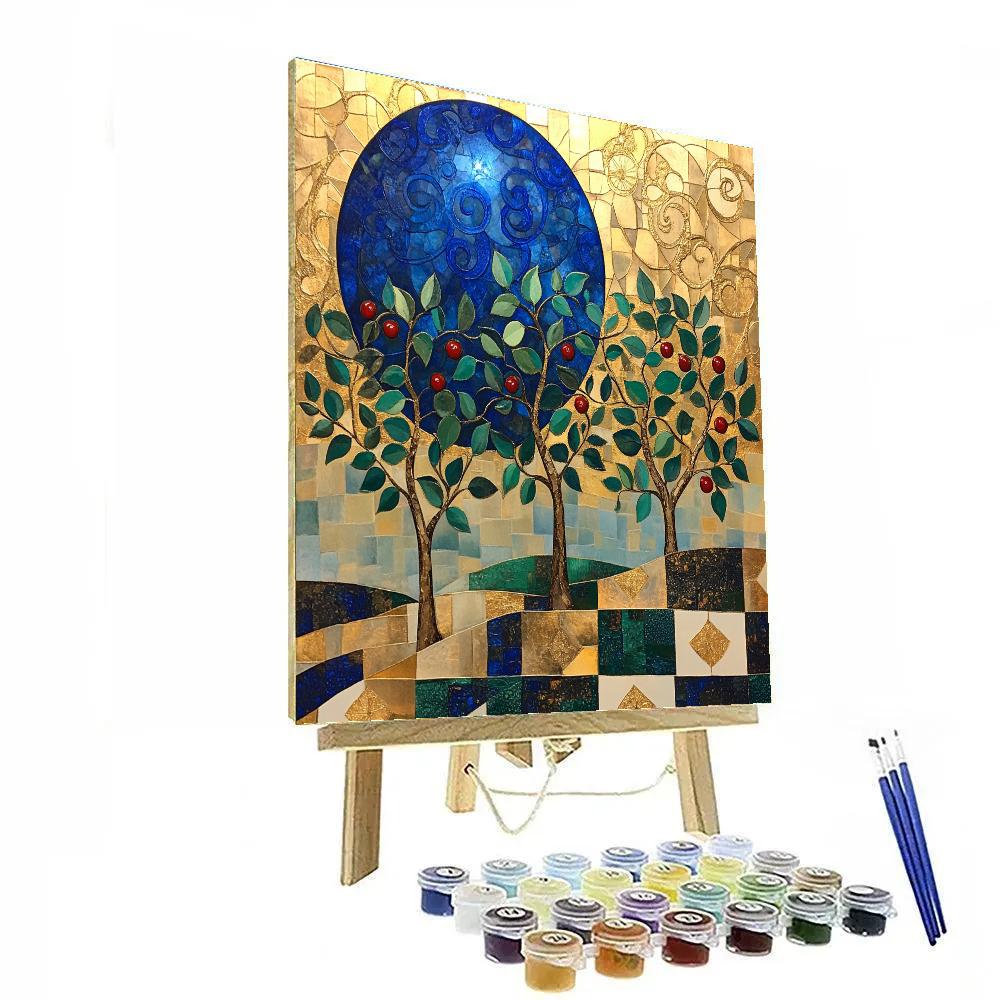 Gustav Klimt Inspired Lapis Moonlit Orchard Tapestry painting number kit