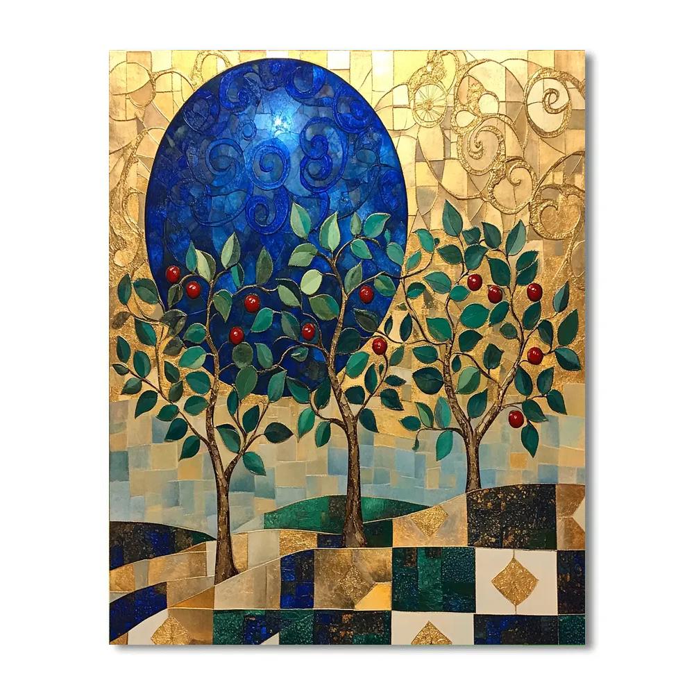 Gustav Klimt Inspired Lapis Moonlit Orchard Tapestry painting number kit