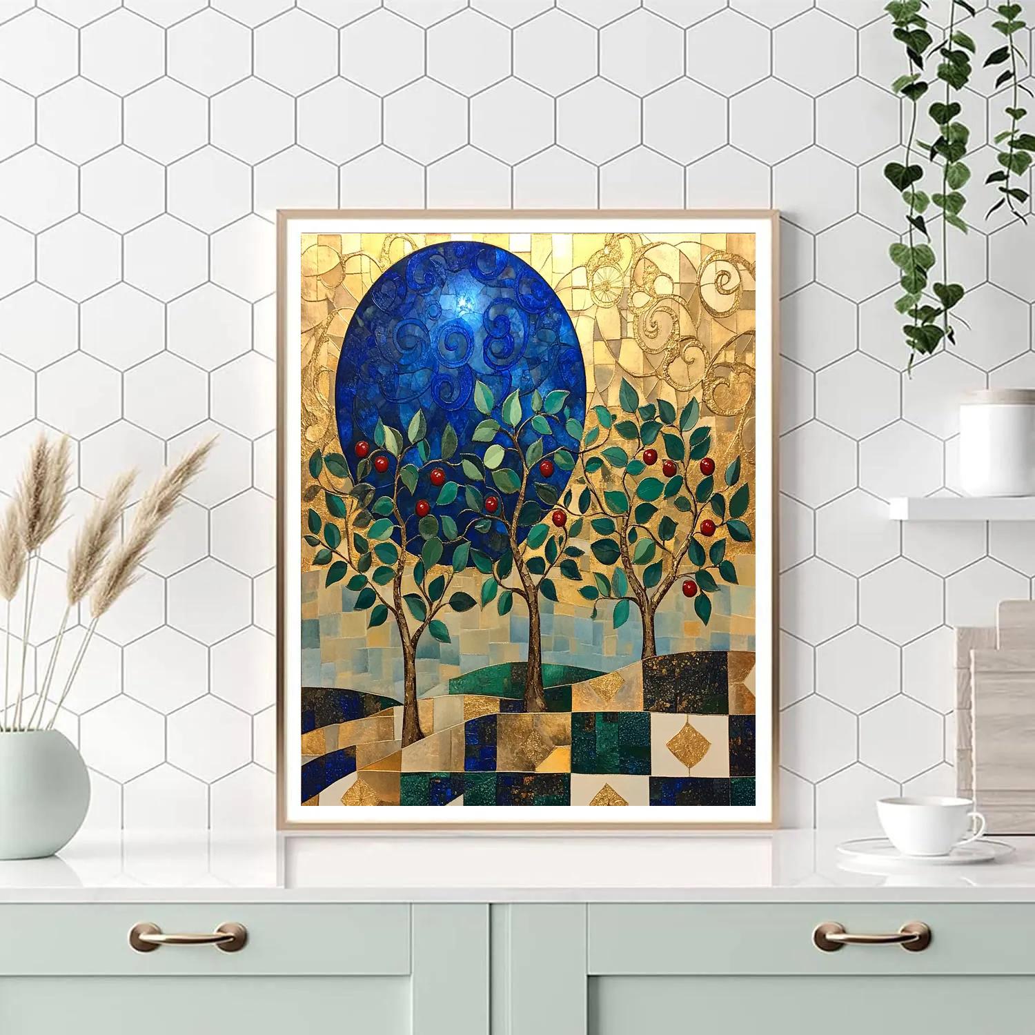 Gustav Klimt Inspired Lapis Moonlit Orchard Tapestry painting number kit