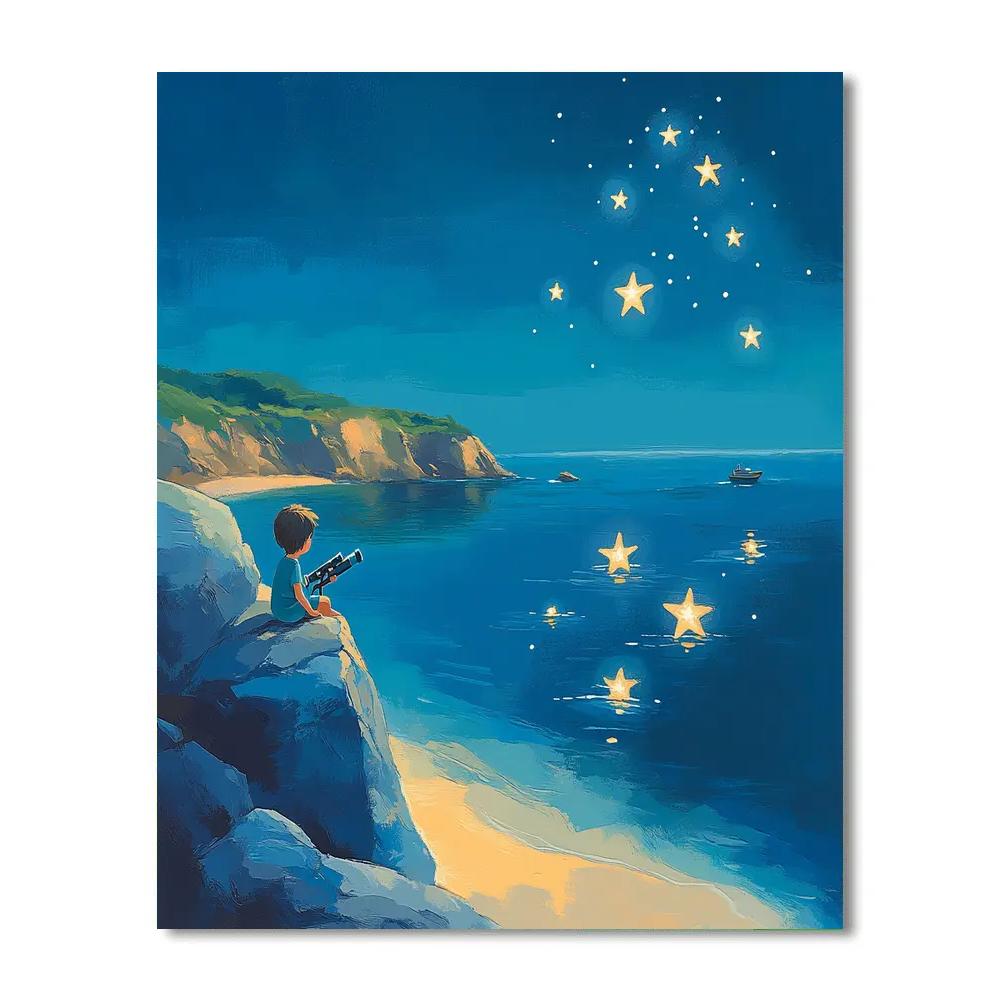 Luca Seaside Starfish Telescope Night Disney Inspired paint by number