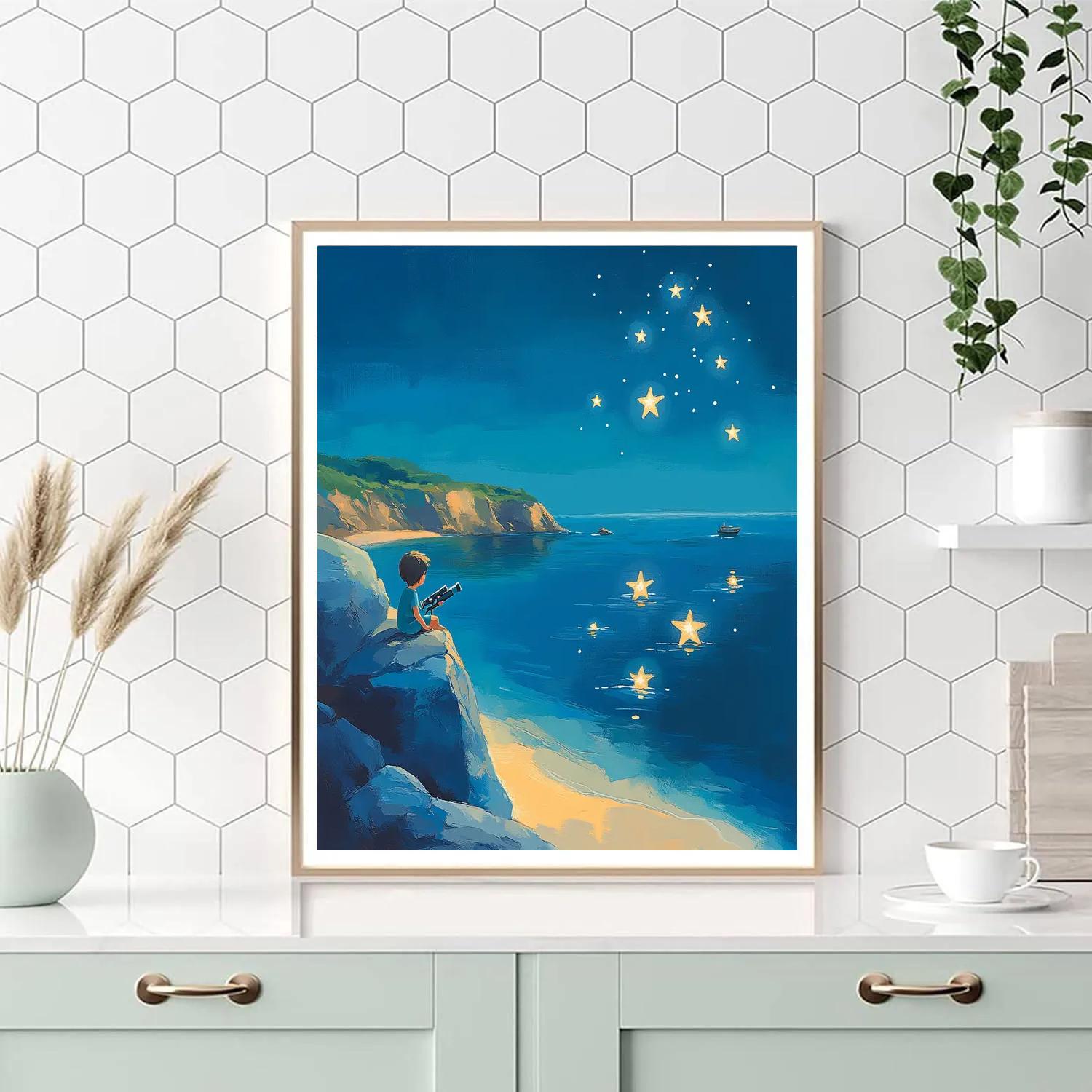 Luca Seaside Starfish Telescope Night Disney Inspired paint by number