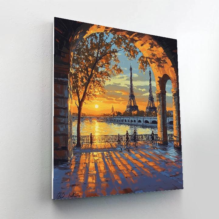 Riverside Sunset At Pont De Bir Hakeim Paris France DIY paint by numbers