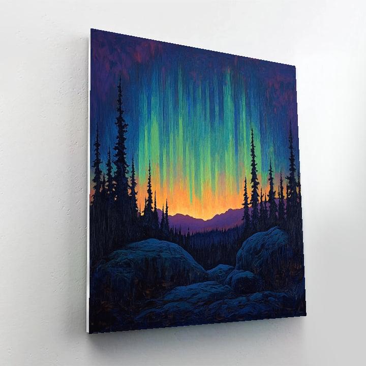 A.Y. Jackson Inspired Canadian Shield Aurora Over Granite Rhythm paint by numbers