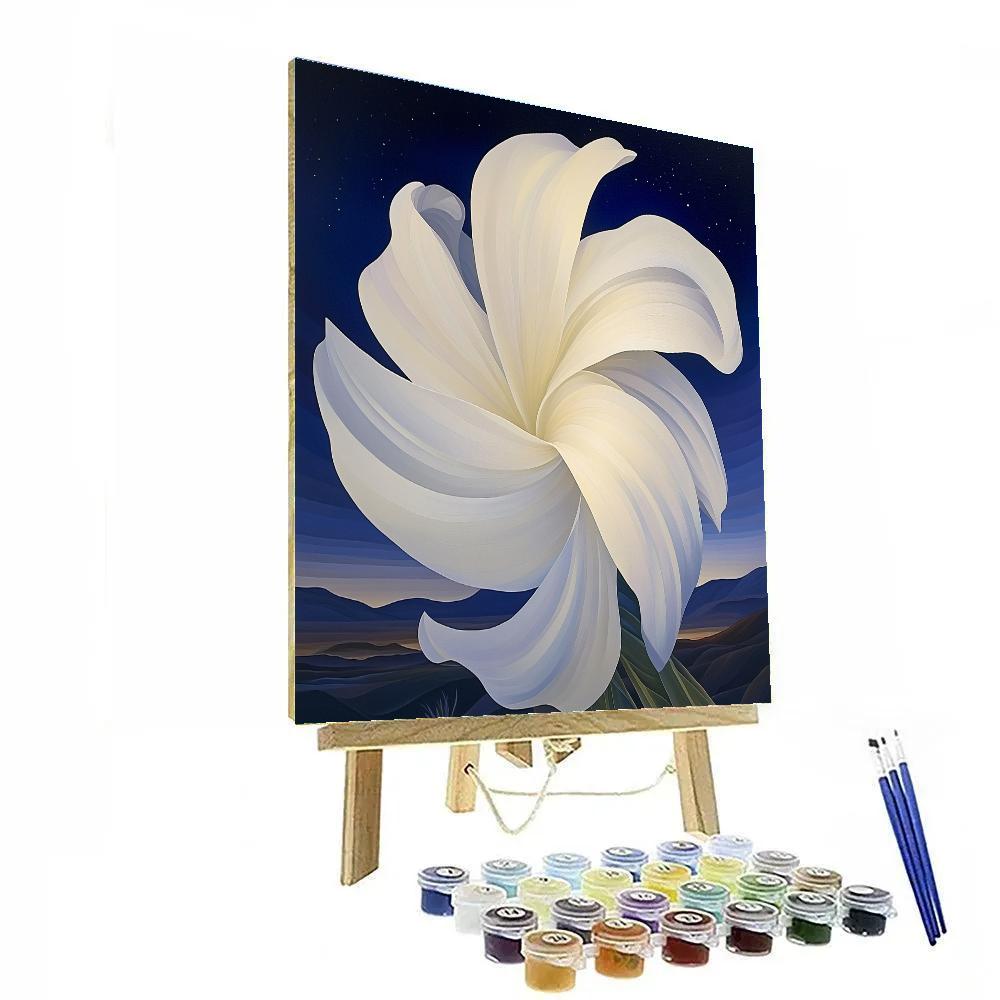 Georgia O’Keeffe Inspired Moonlit Yucca Bloom Abstraction paint by number