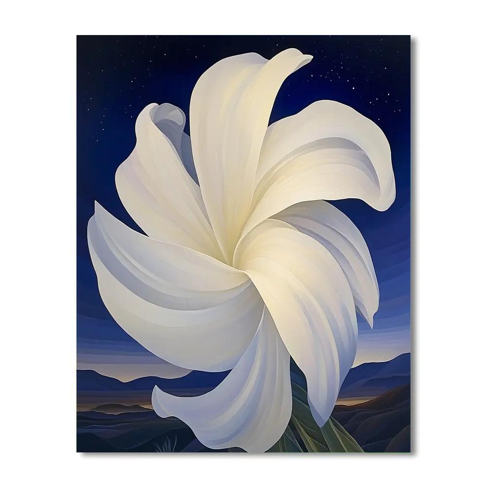 Georgia O’Keeffe Inspired Moonlit Yucca Bloom Abstraction paint by number