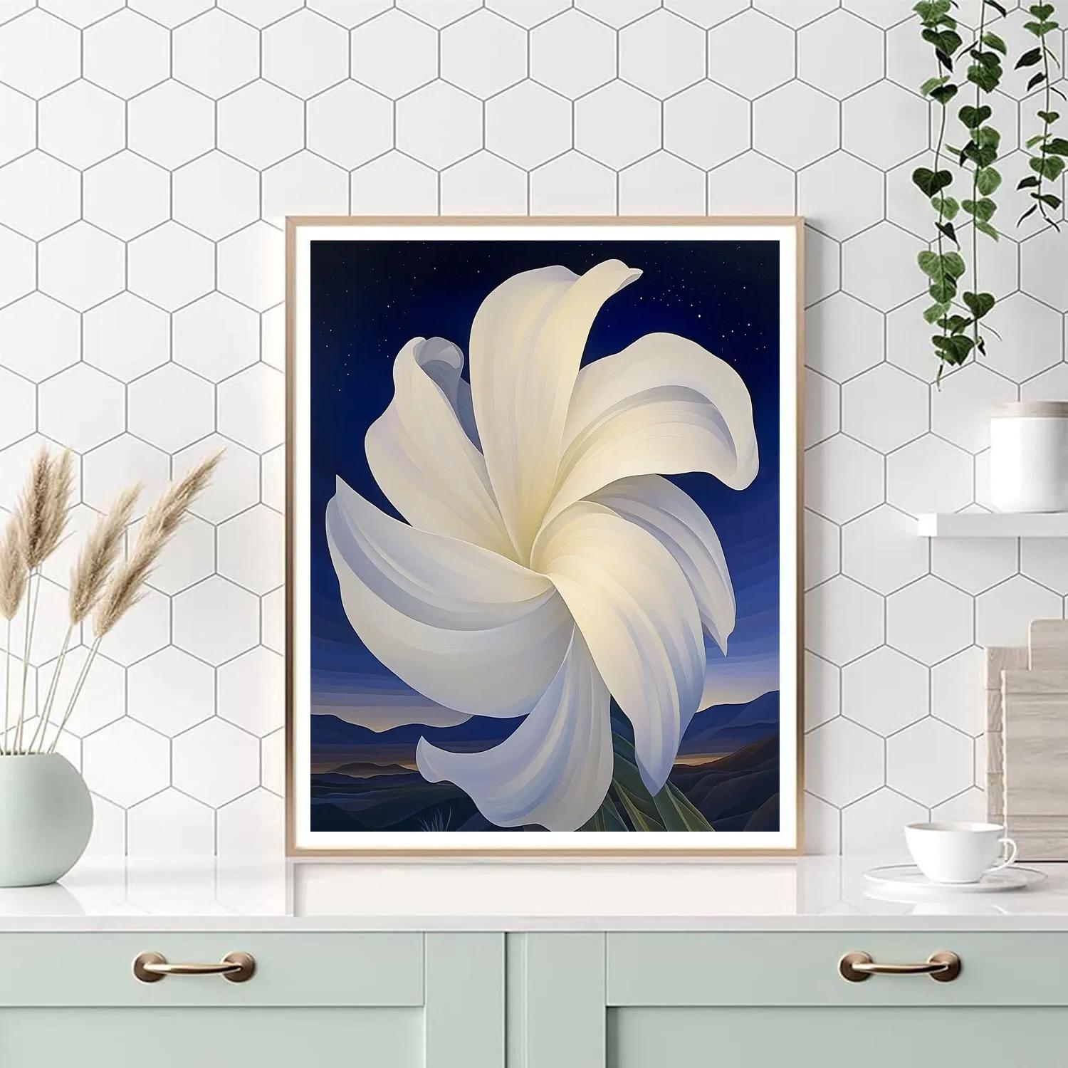 Georgia O’Keeffe Inspired Moonlit Yucca Bloom Abstraction paint by number