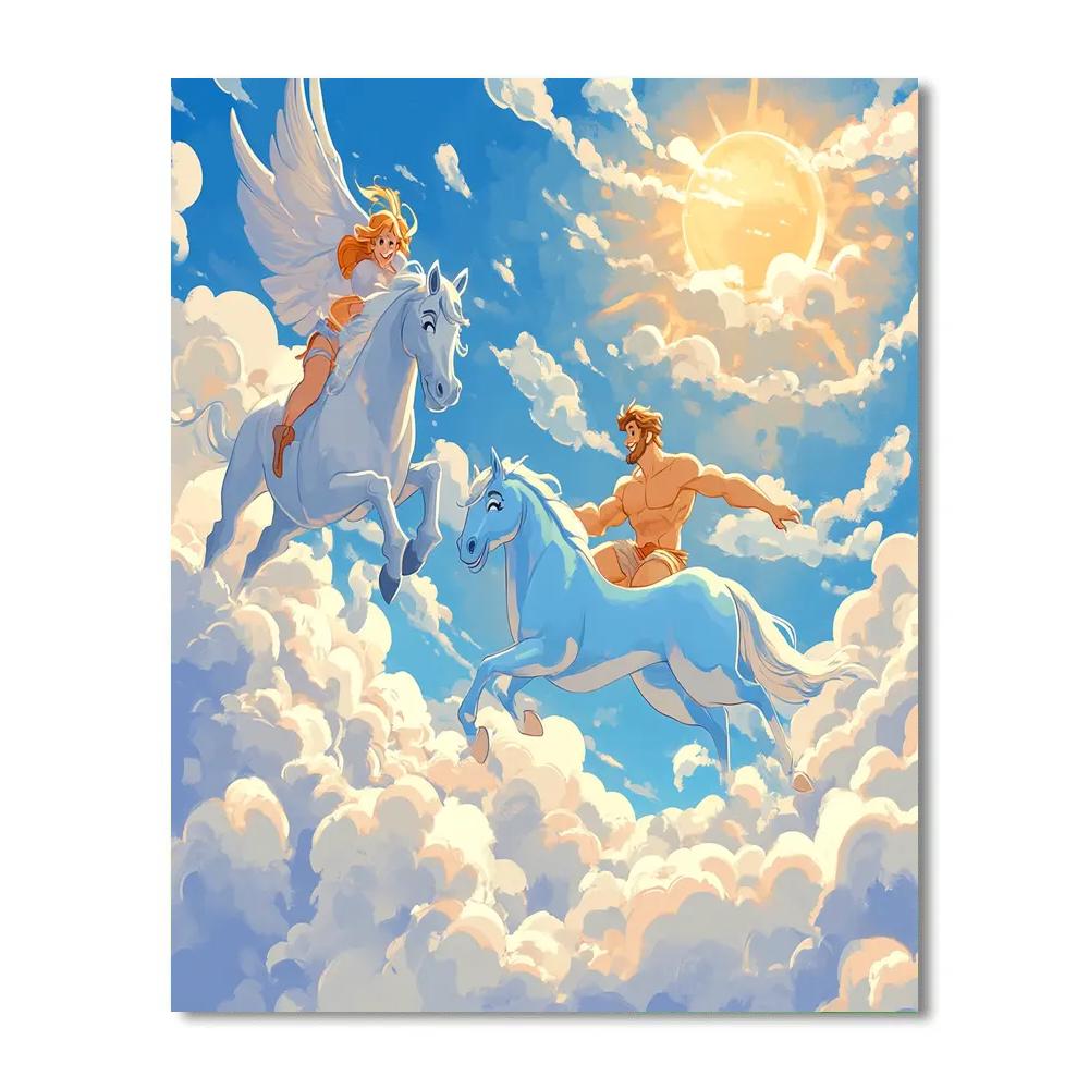 Hercules Pegasus Cloud Hop Training Disney Inspired Paint by numbers art