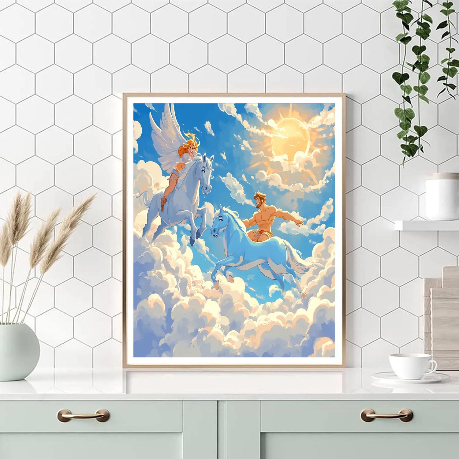 Hercules Pegasus Cloud Hop Training Disney Inspired Paint by numbers art