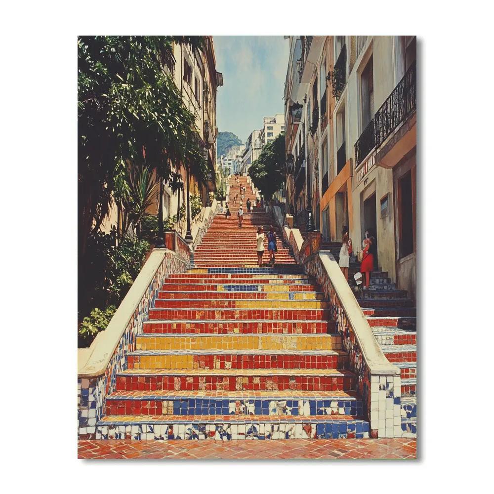 Colorful Staircase Of Selaron Steps Rio De Janeiro Brazil DIY paint by numbers
