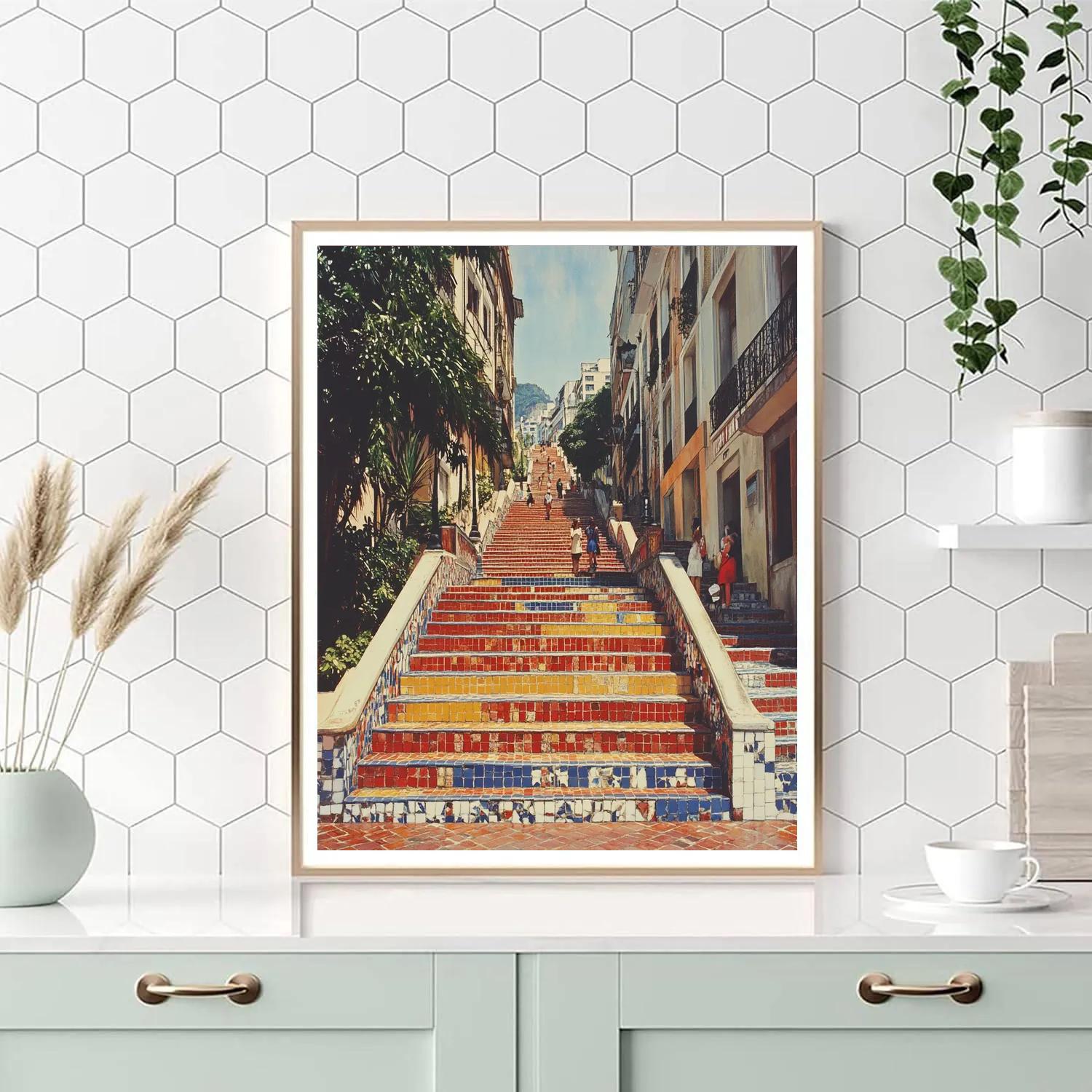 Colorful Staircase Of Selaron Steps Rio De Janeiro Brazil DIY paint by numbers