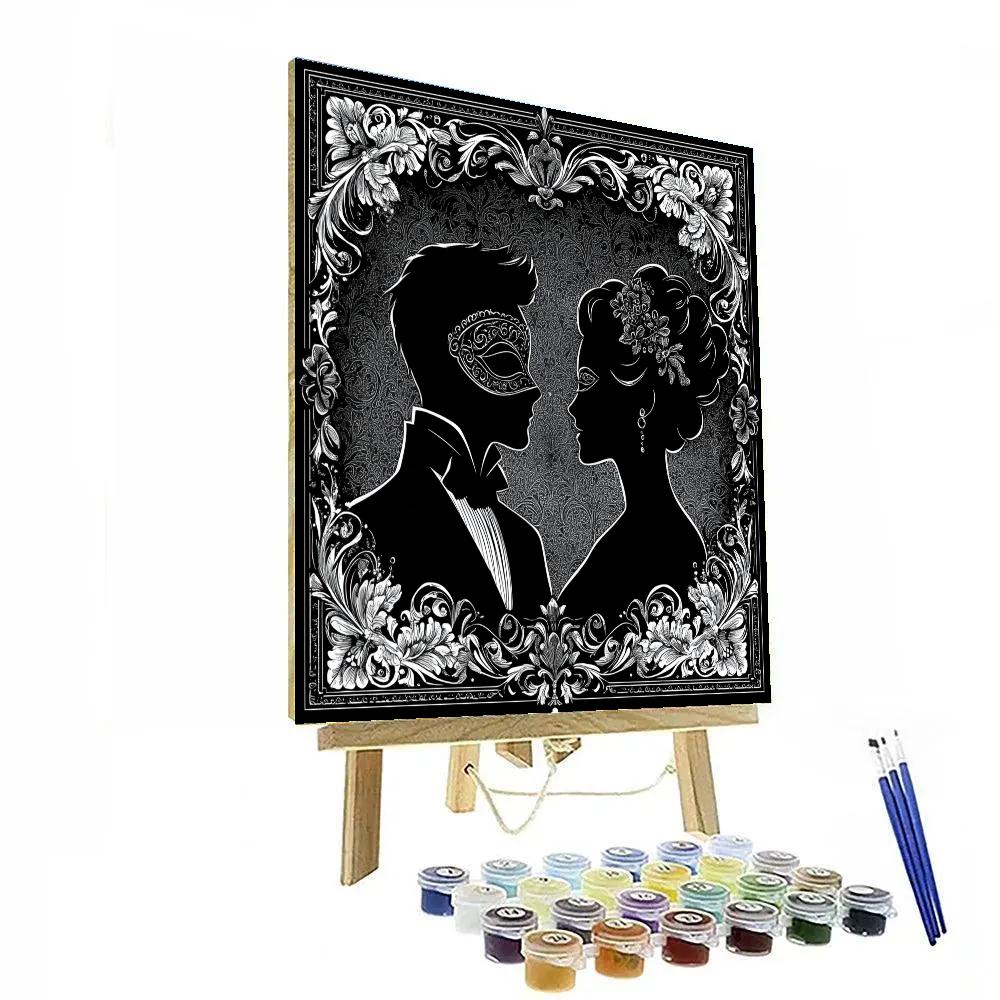 Aubrey Beardsley Inspired Masquerade Night Pattern Paint by numbers kits