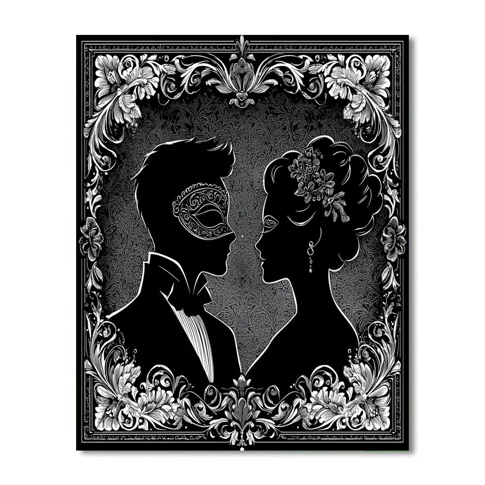 Aubrey Beardsley Inspired Masquerade Night Pattern Paint by numbers kits