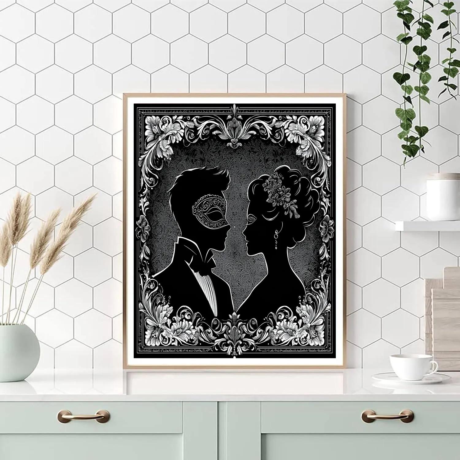 Aubrey Beardsley Inspired Masquerade Night Pattern Paint by numbers kits