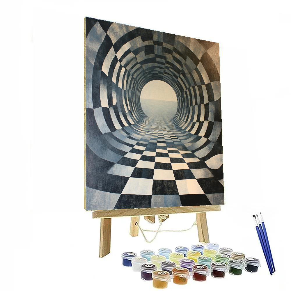 M.C. Escher Inspired Celestial Tessellation Of Curved Space Numbered painting kits