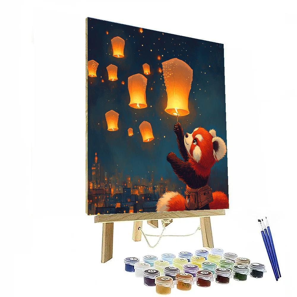 Mei Lee Red Panda Sky Lantern Orbit Disney Inspired paint by color