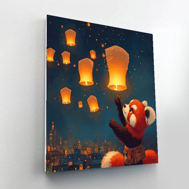 Mei Lee Red Panda Sky Lantern Orbit Disney Inspired paint by color