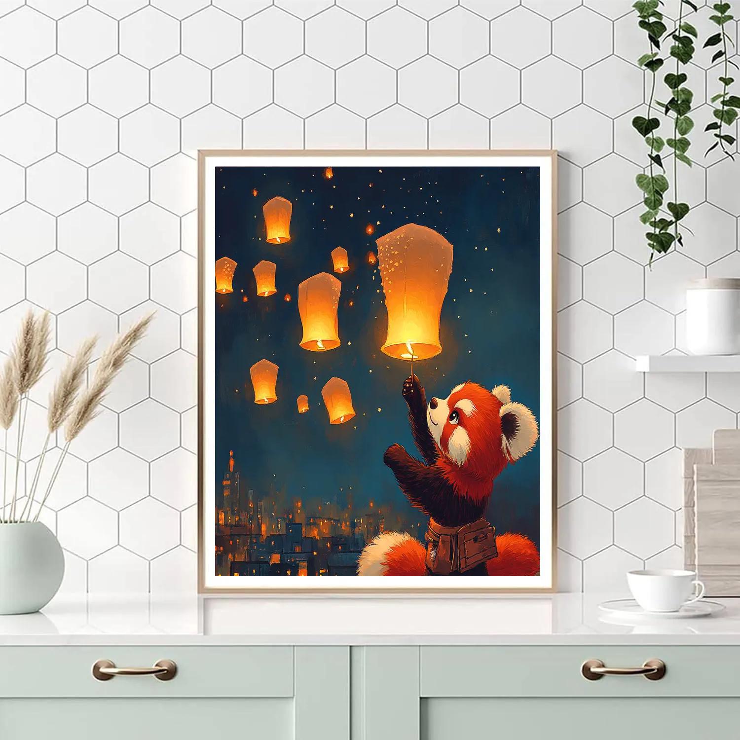 Mei Lee Red Panda Sky Lantern Orbit Disney Inspired paint by color