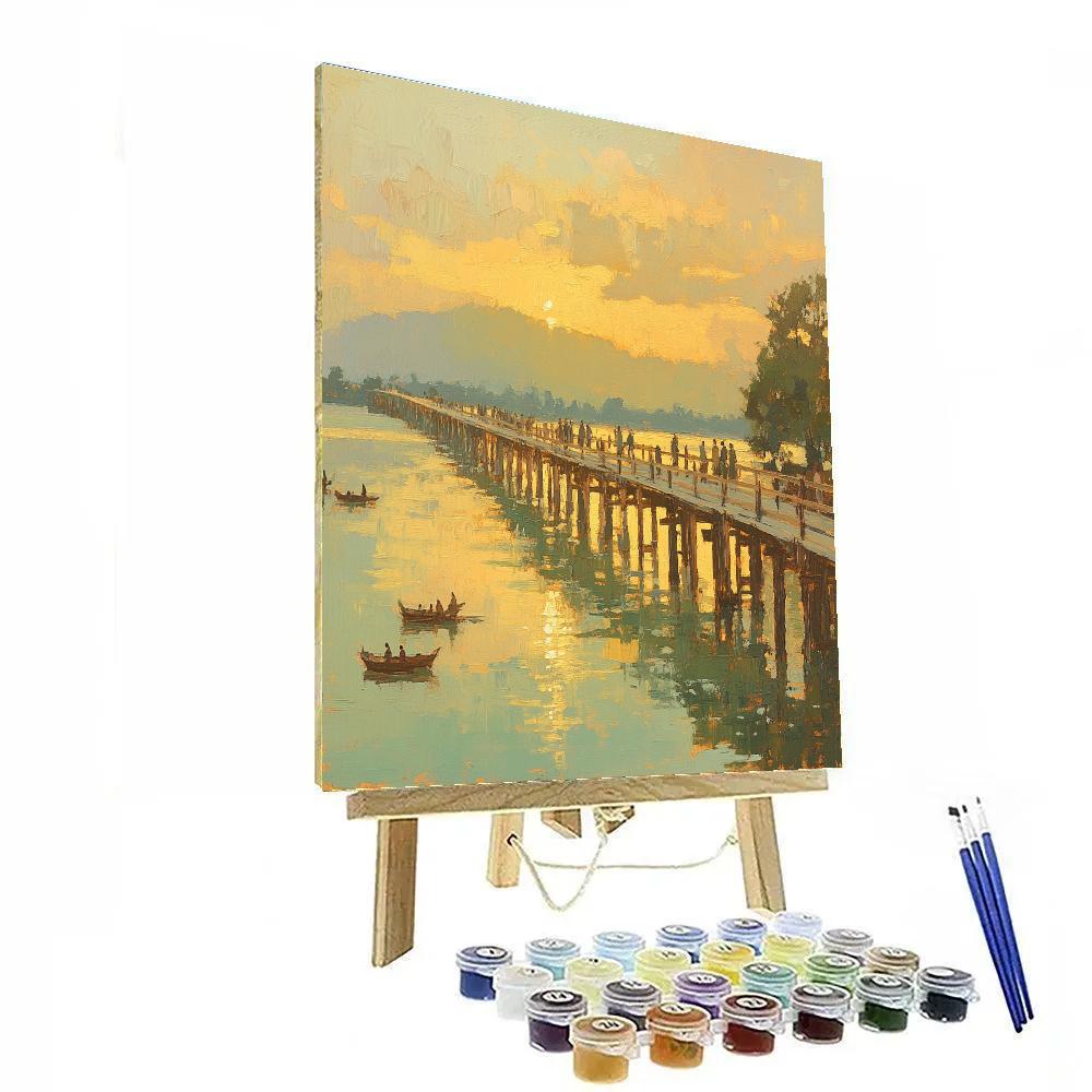 Lakeside Stroll At U Bein Bridge Mandalay Myanmar Paint by numbers art