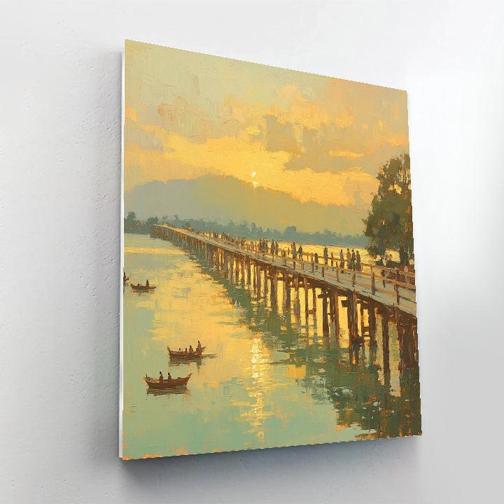 Lakeside Stroll At U Bein Bridge Mandalay Myanmar Paint by numbers art
