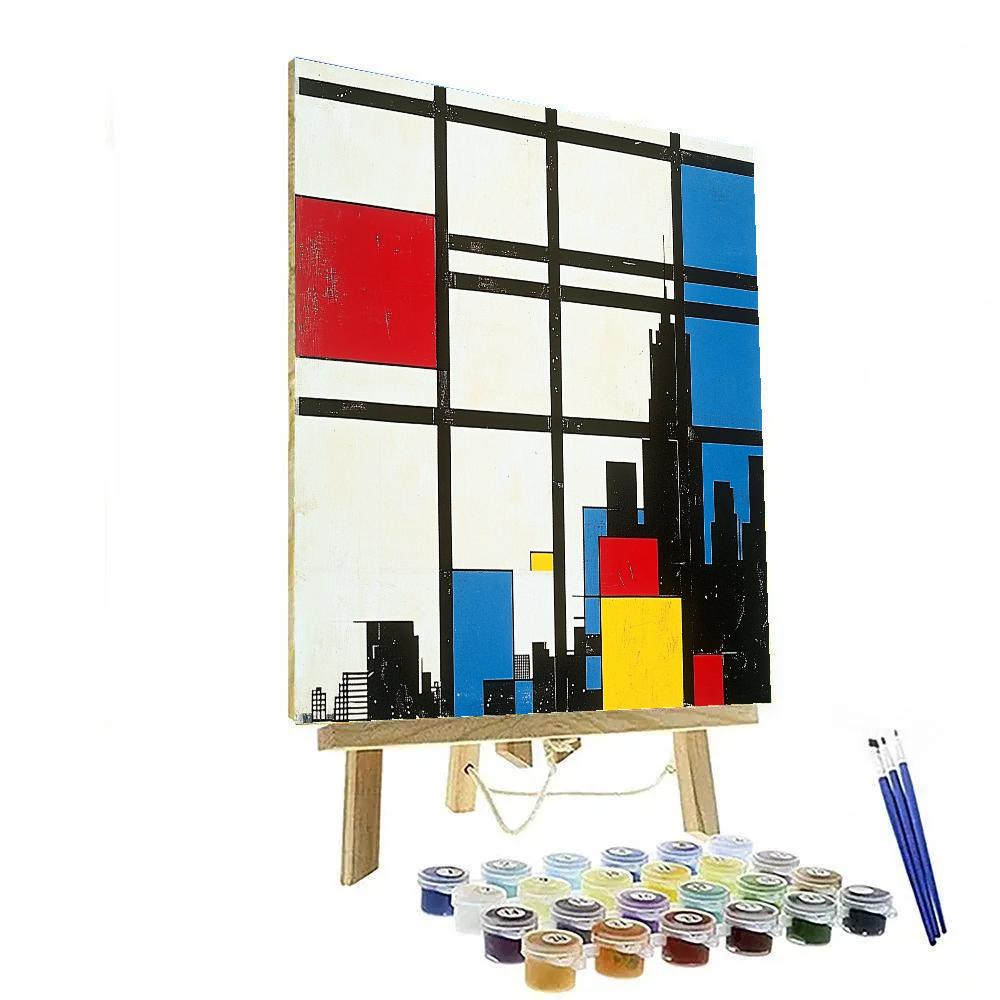 Piet Mondrian Inspired Futuristic City Grid paint by color