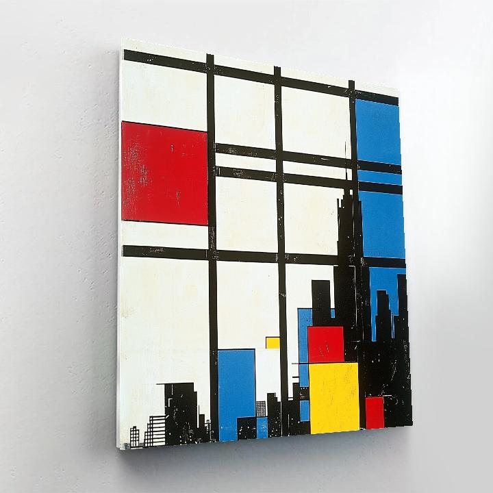 Piet Mondrian Inspired Futuristic City Grid paint by color