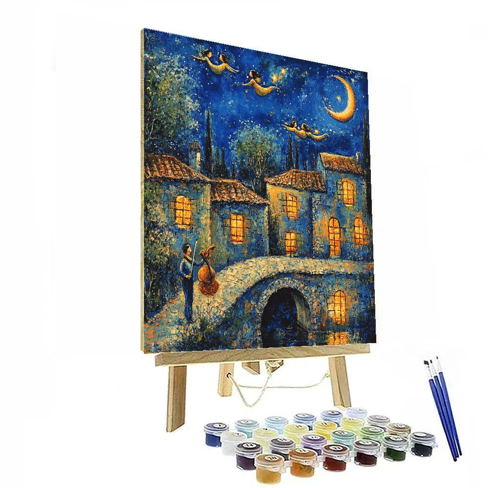 Marc Chagall Inspired Lovers Over Village At Night Numbered painting kits