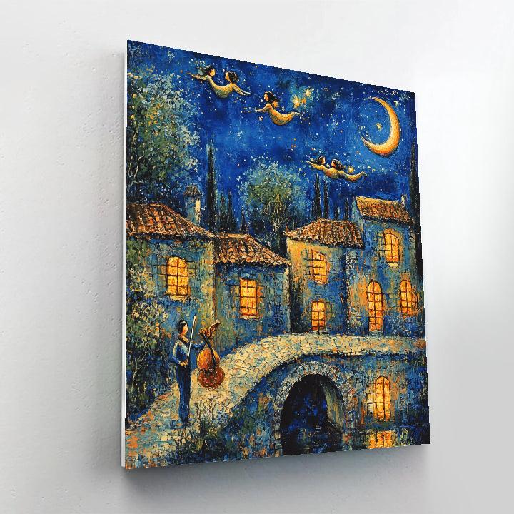 Marc Chagall Inspired Lovers Over Village At Night Numbered painting kits