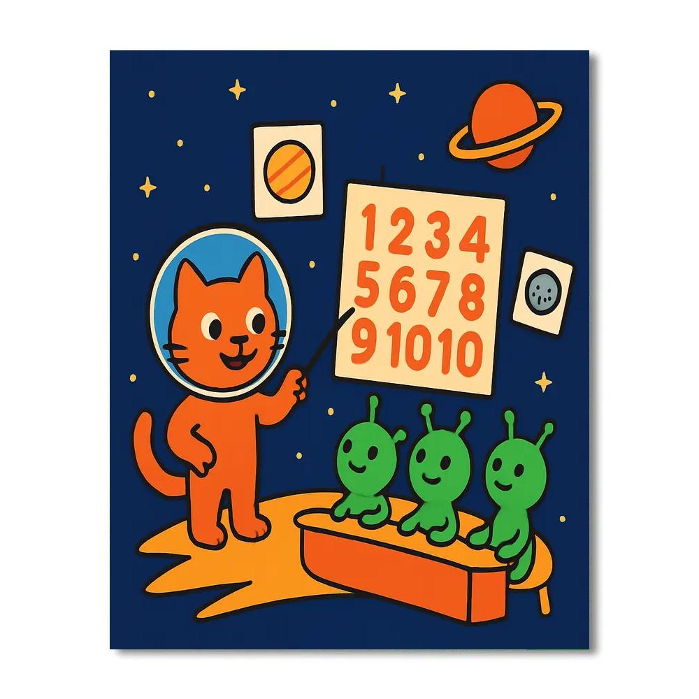Comet Classroom With Captain Cat Painting by numbers kit