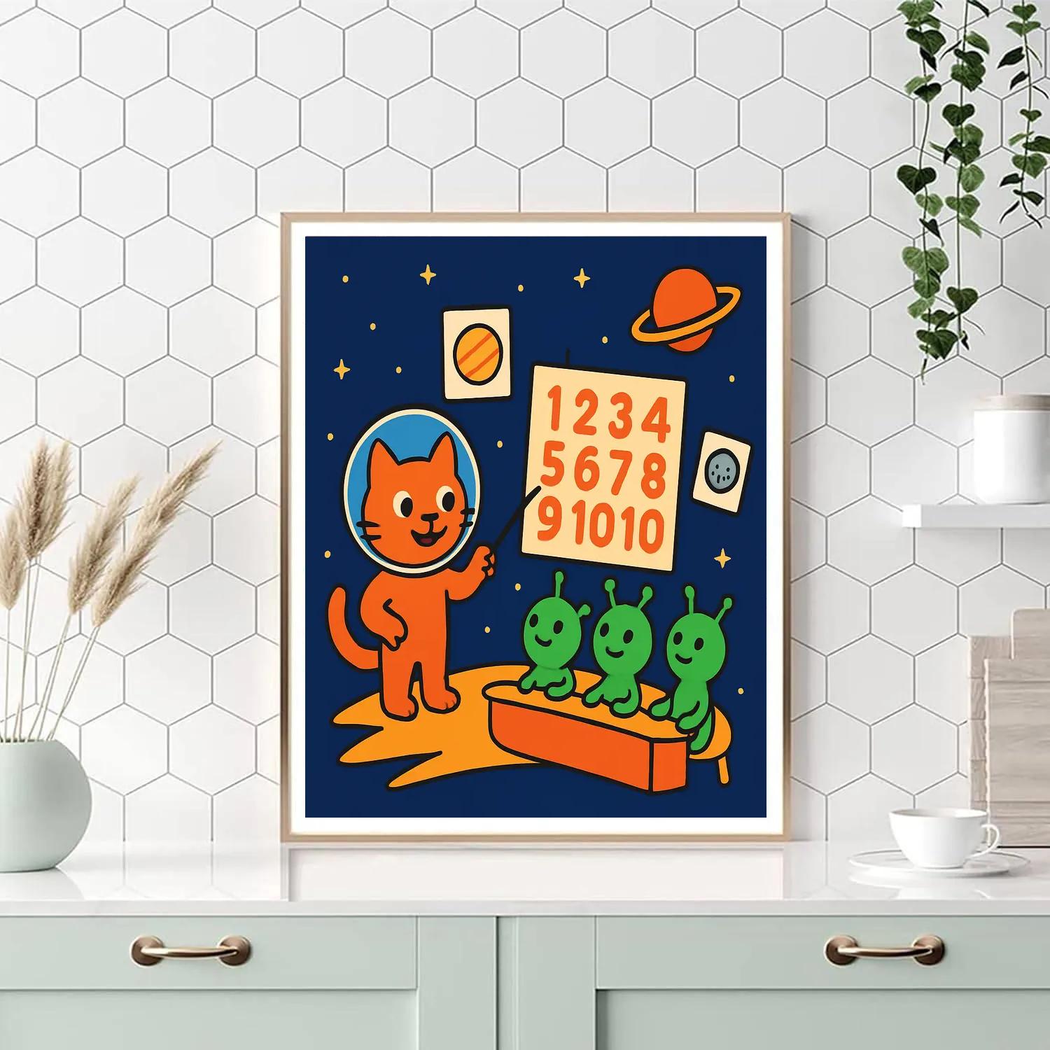 Comet Classroom With Captain Cat Painting by numbers kit