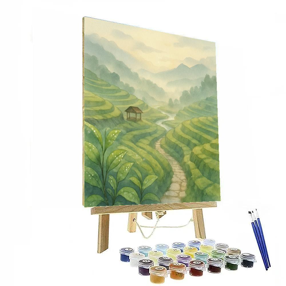 Saffron Mist Over The Tea Terraces Numbered painting kits