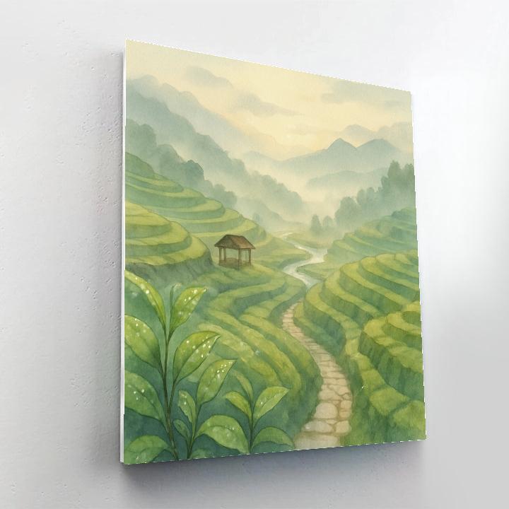 Saffron Mist Over The Tea Terraces Numbered painting kits
