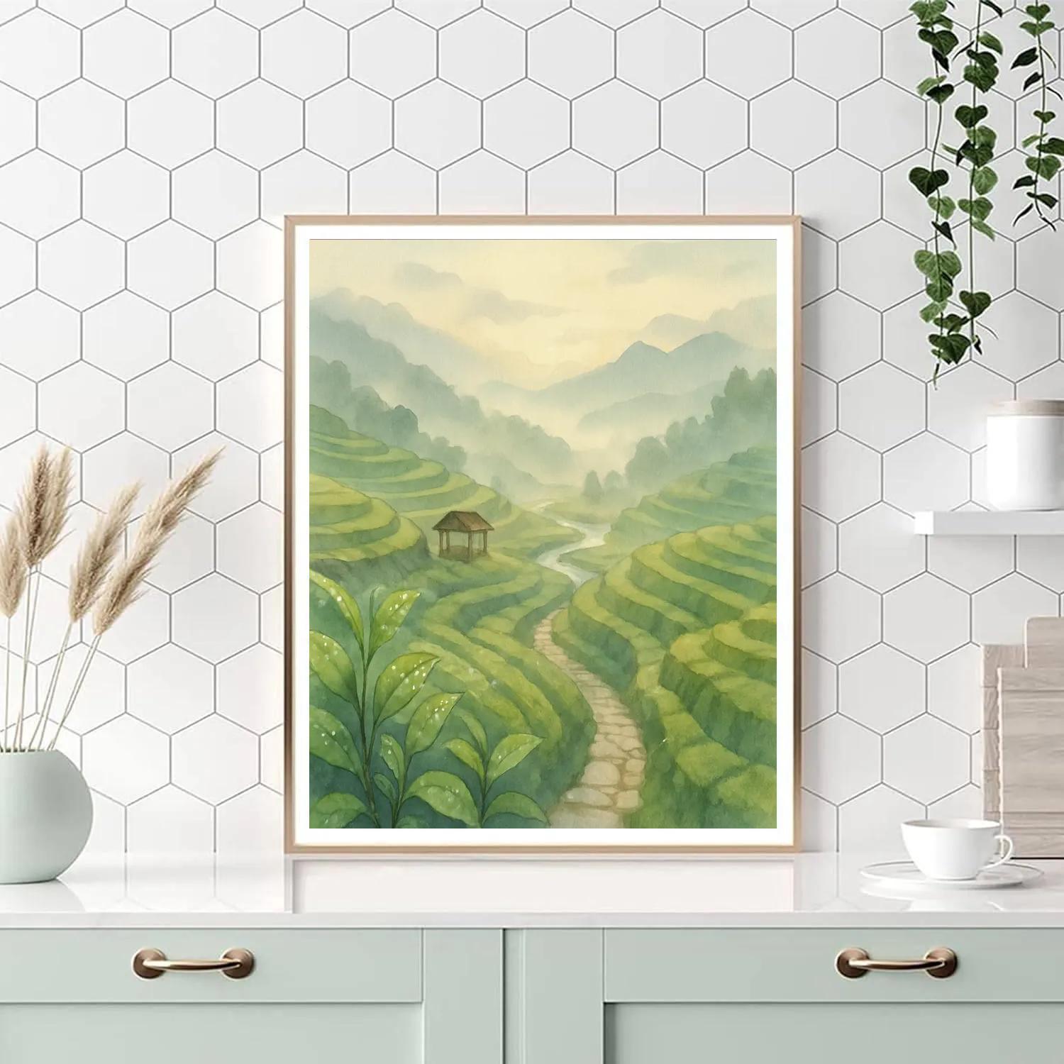 Saffron Mist Over The Tea Terraces Numbered painting kits