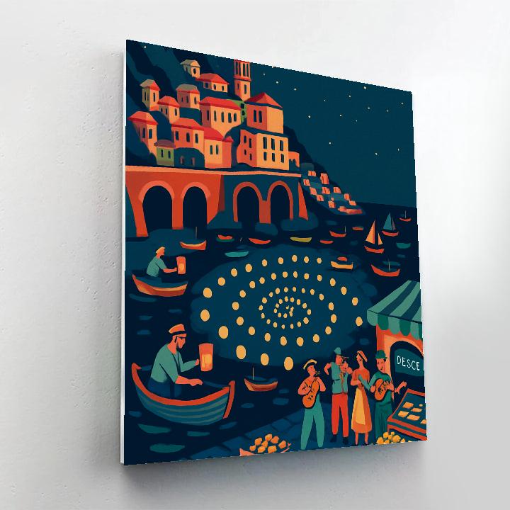 Festival Lanterns Over Italy Harbor painting number kit