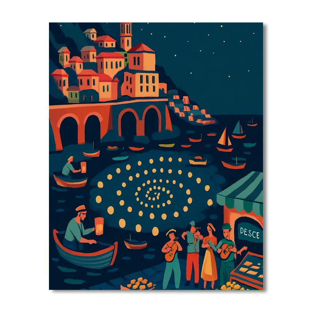 Festival Lanterns Over Italy Harbor painting number kit