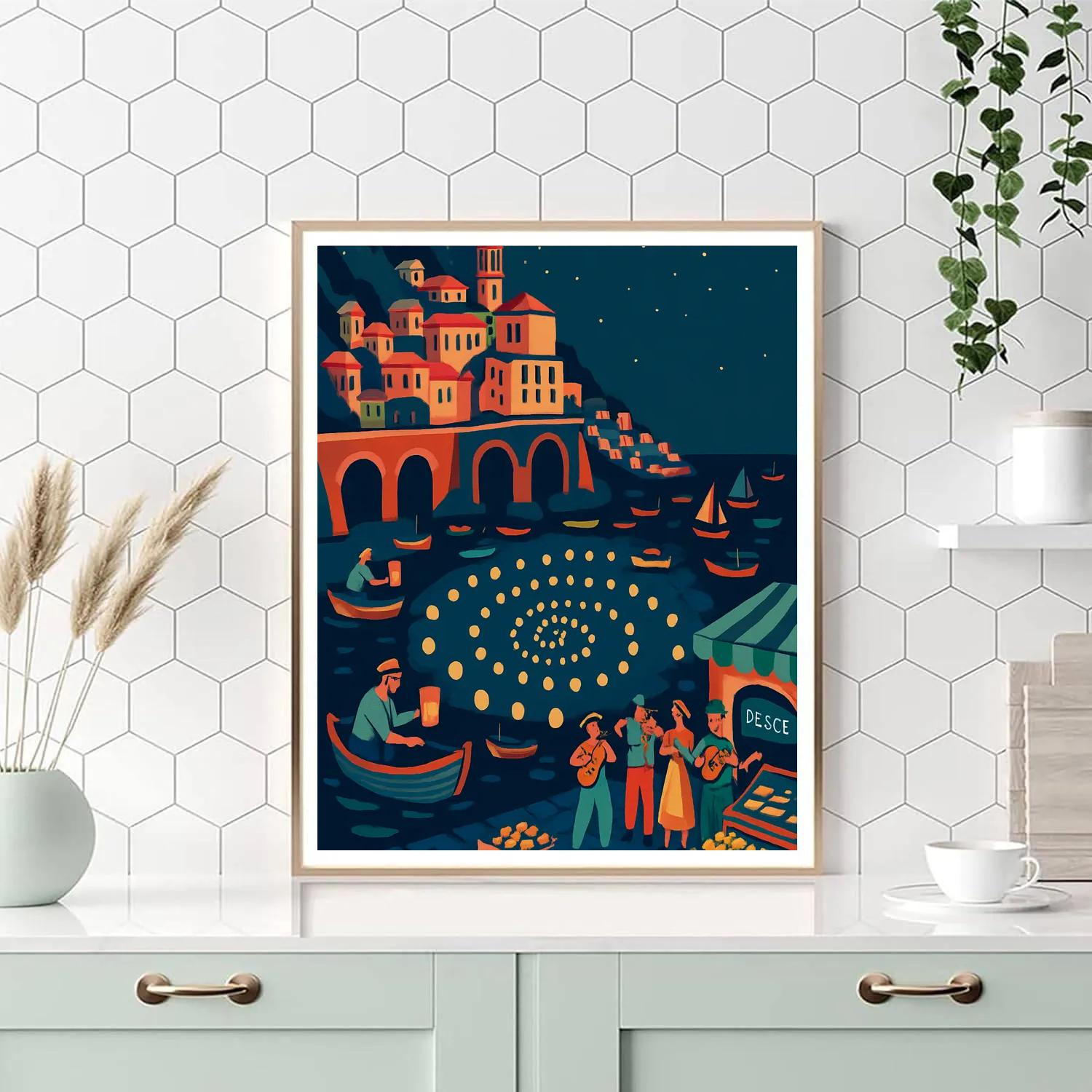 Festival Lanterns Over Italy Harbor painting number kit