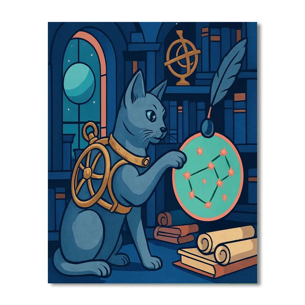 Orbital Mapmaker With Cat Companion Paint by numbers kits