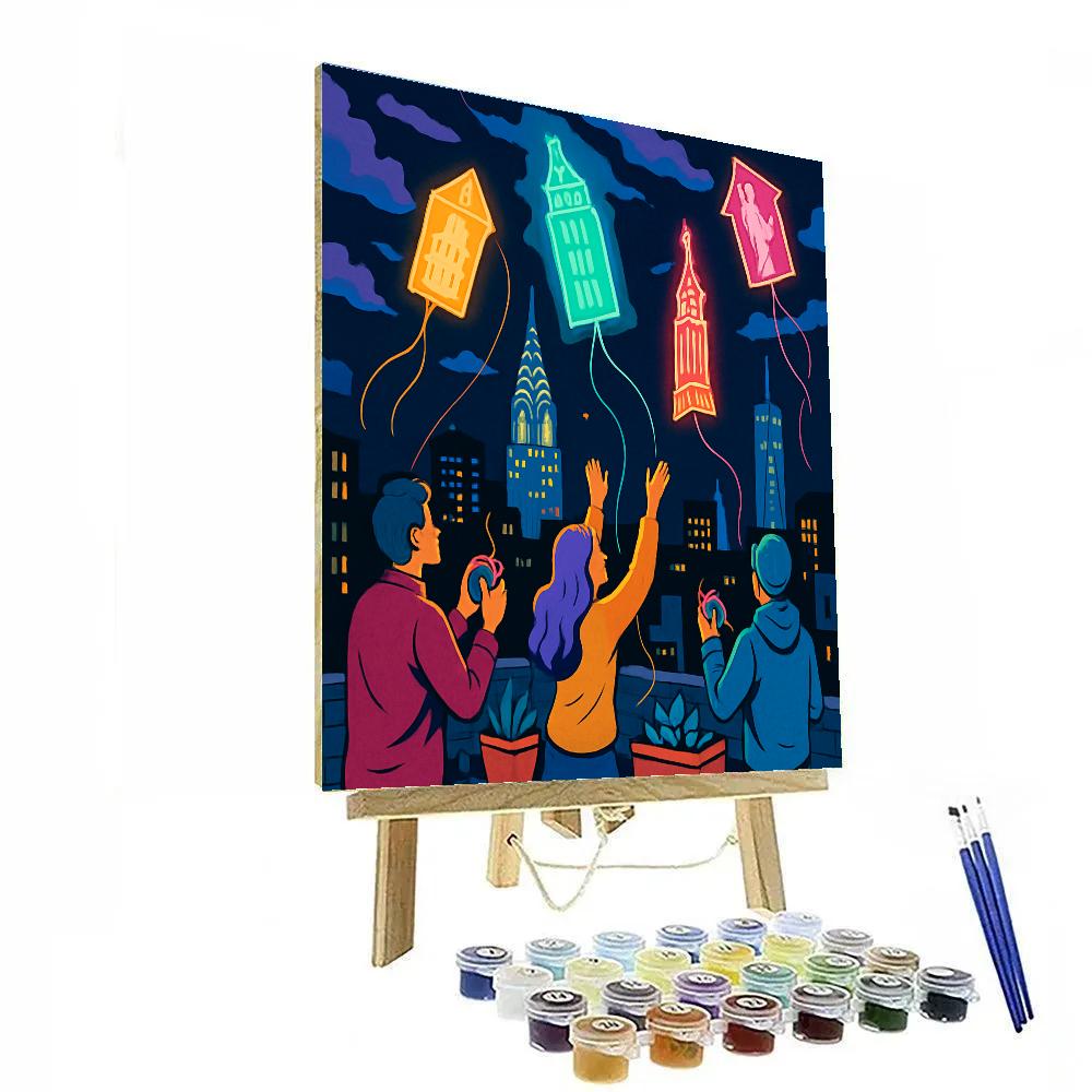 Midnight Kite Festival In New York painting number kit