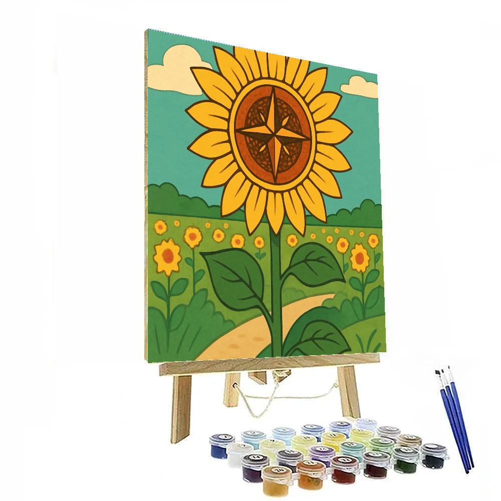 Sunflower Solar Compass Meadow DIY paint by numbers