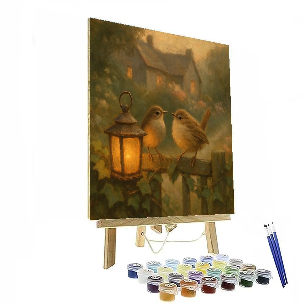 Lantern Light Wrens At The Cottage Gate paint by number