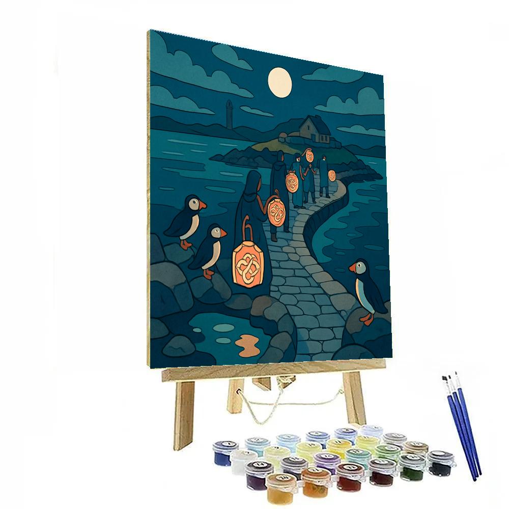 Lantern Procession Over Ireland Tidal Causeway paint by numbers