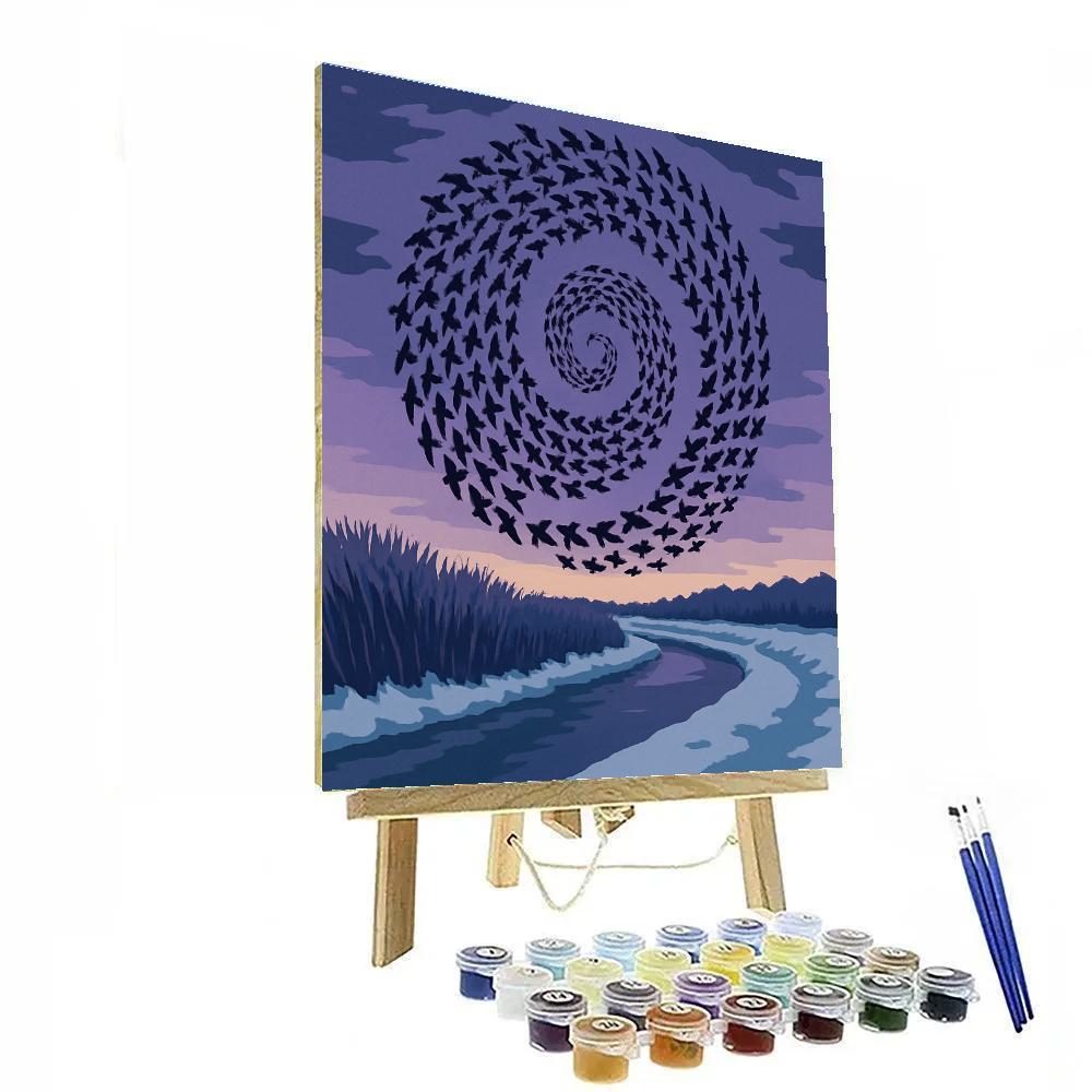 Aurora Spiral Birds Migration DIY paint by numbers