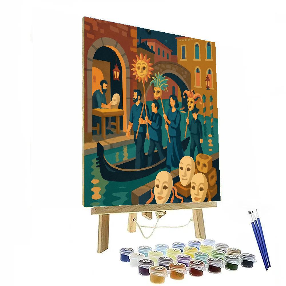 Maskmakers Parade In Venice Twilight painting number kit