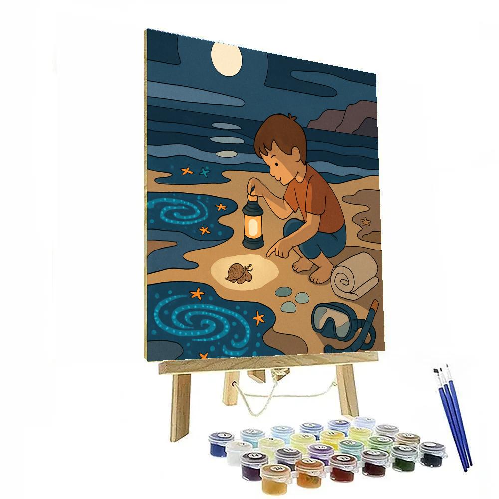 Moonlit Tide Pool Beach paint by number