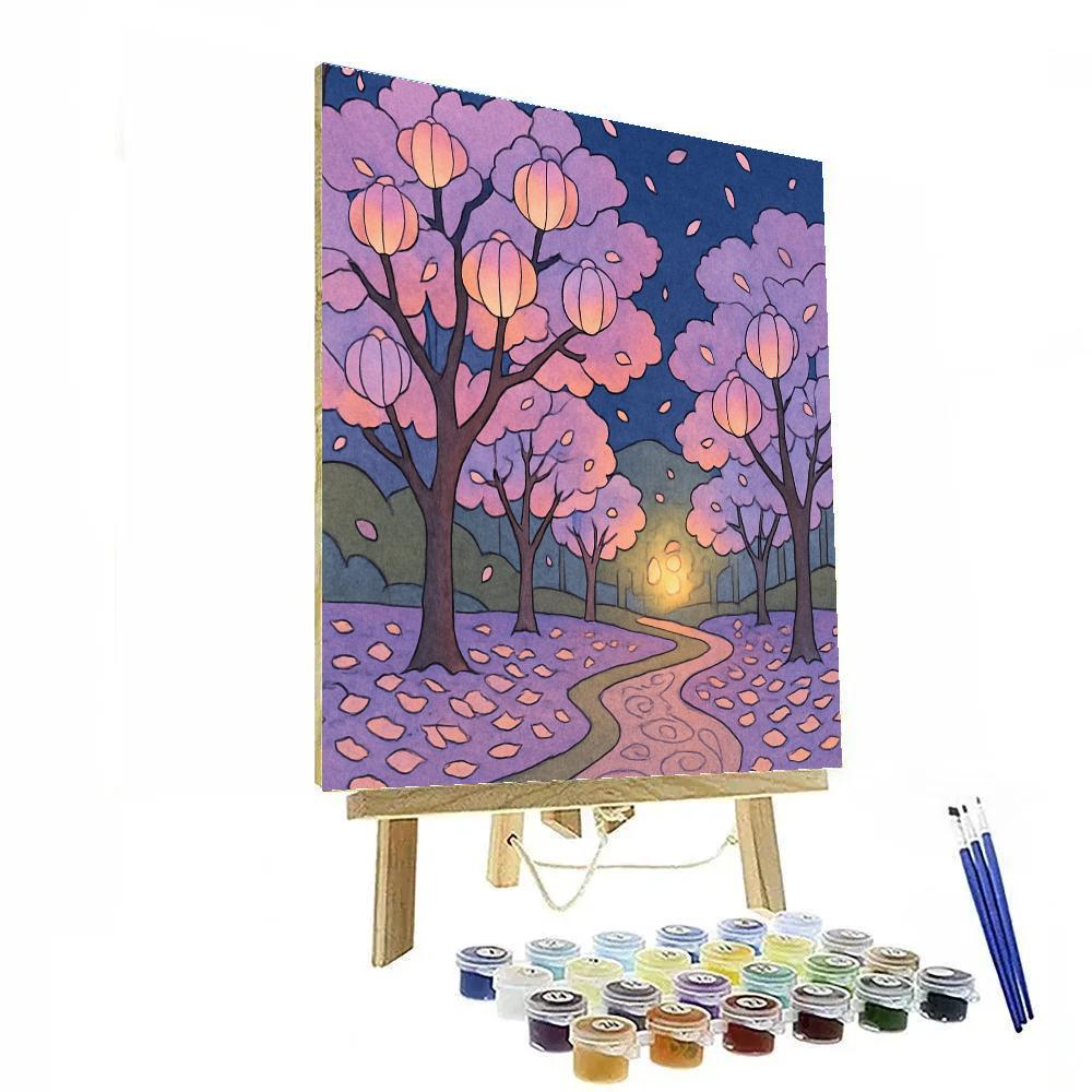 Lantern Petals In A Tree Grove Painting by numbers kit