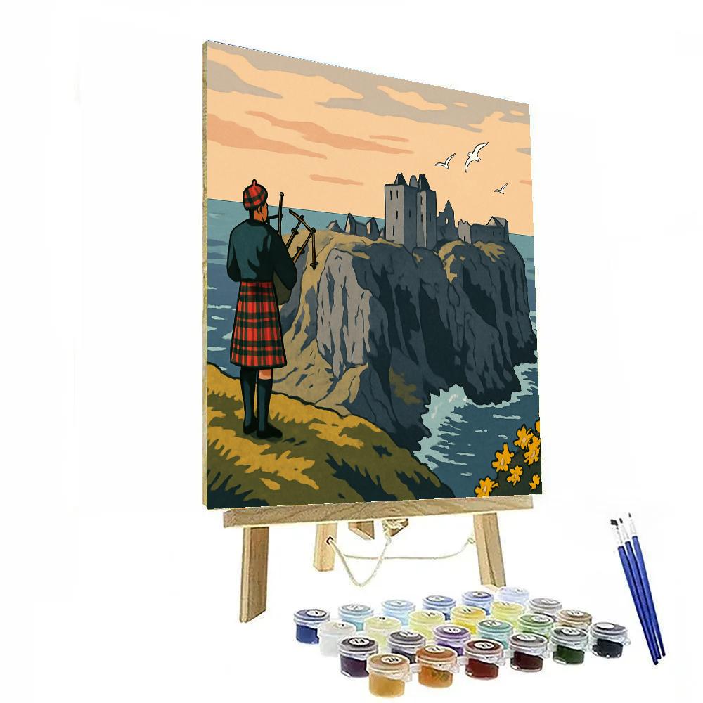 Sea Cliffs With Scotland Castle Dawn DIY paint by numbers