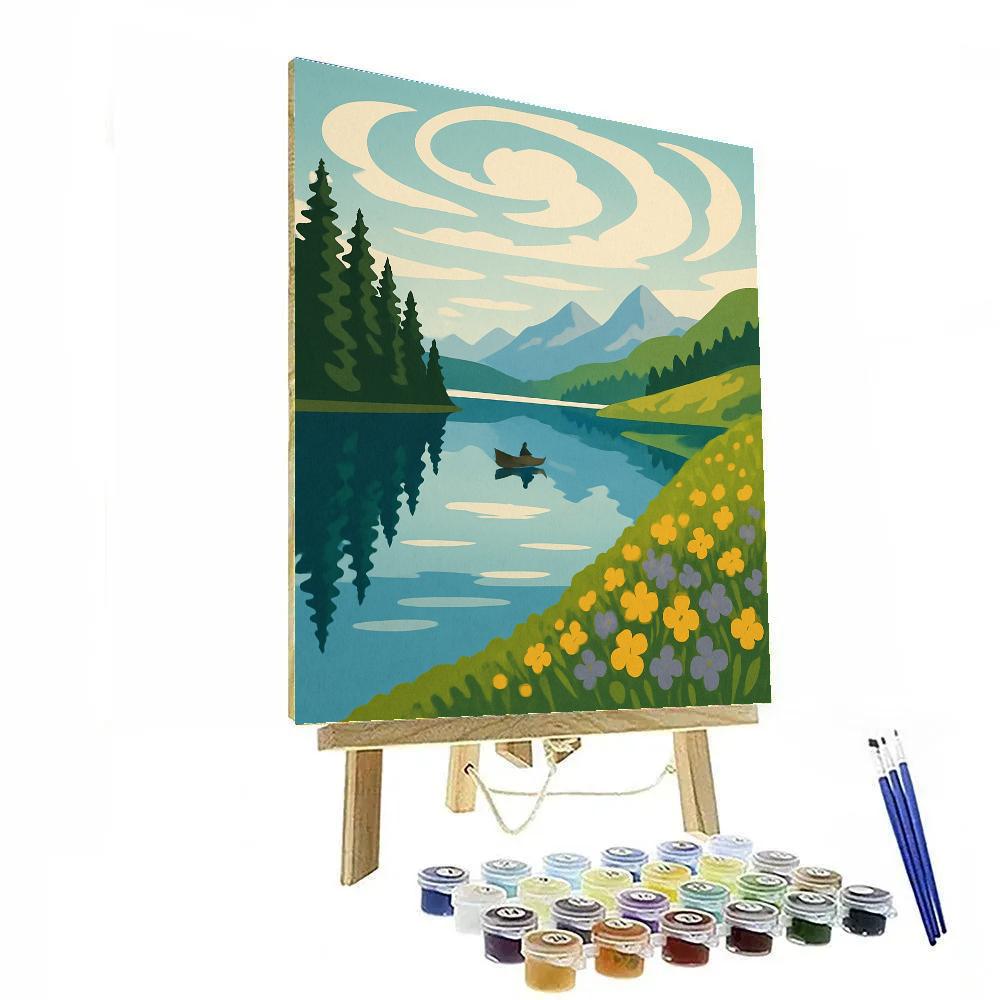 Serene Lake With Landscape Mirage Paint by numbers kits