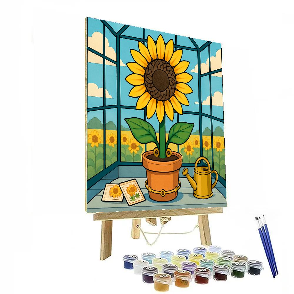 Clockwork Greenhouse With Sunflower Blooming paint by numbers