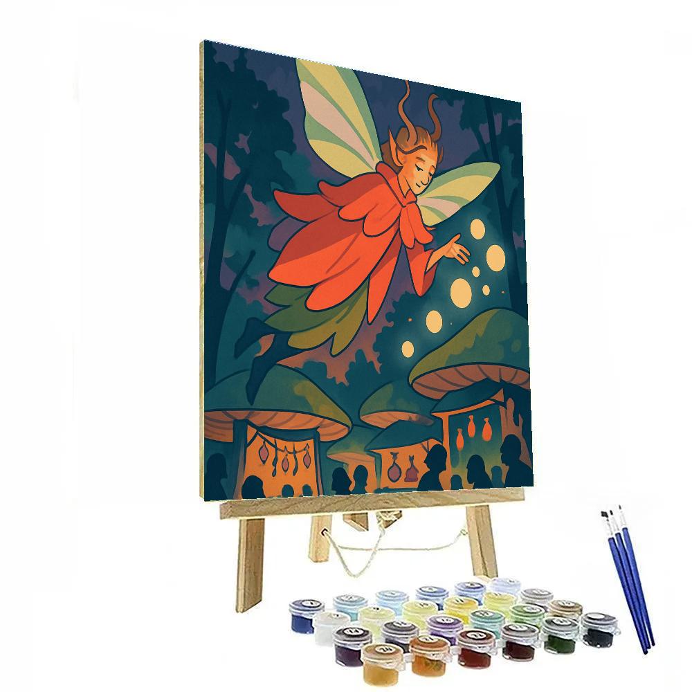 Lanternlit Market With Fairy Whispers Paint by numbers kits